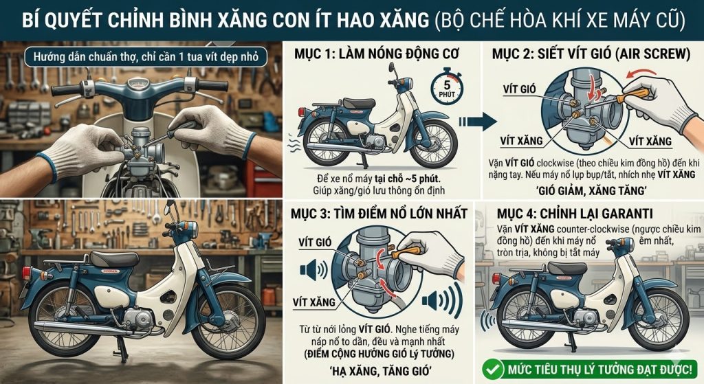 cach chinh binh xang con it hao xang