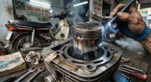 tình trạng dư xăng sẽ gây cháy động cơ.