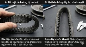 Bề mặt dây curoa bị nứt mẻ